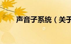 声音子系统（关于声音子系统简介）