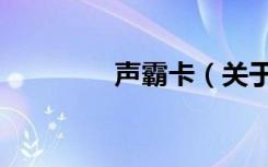 声霸卡（关于声霸卡简介）