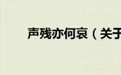 声残亦何哀（关于声残亦何哀简介）