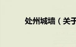 处州城墙（关于处州城墙简介）