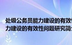 处级公务员能力建设的有效性问题研究（关于处级公务员能力建设的有效性问题研究简介）