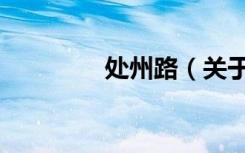 处州路（关于处州路简介）