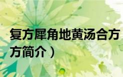 复方犀角地黄汤合方（关于复方犀角地黄汤合方简介）
