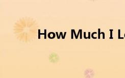 How Much I Love You 孙耀威