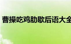 曹操吃鸡肋歇后语大全（曹操吃鸡肋歇后语）