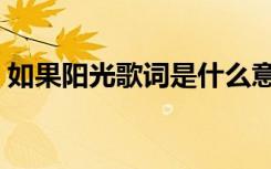 如果阳光歌词是什么意思（阳光的意义歌词）