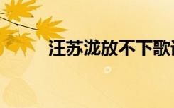 汪苏泷放不下歌词（放不下歌词）