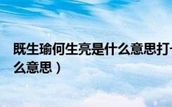 既生瑜何生亮是什么意思打一成语工作（既生瑜何生亮是什么意思）