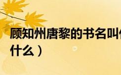 顾知州唐黎的书名叫什么（顾知州唐黎书名叫什么）