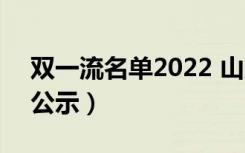 双一流名单2022 山东（双一流名单2022初公示）