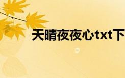 天晴夜夜心txt下载（天晴夜夜心）
