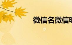 微信名微信昵称简单大气