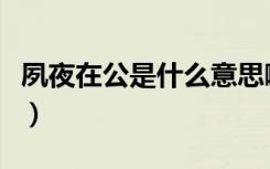 夙夜在公是什么意思啊（夙夜在公是什么意思）