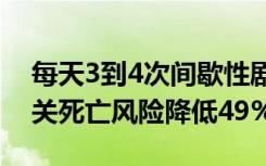 每天3到4次间歇性剧烈运动，心血管疾病相关死亡风险降低49%