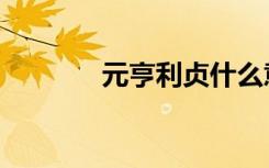 元亨利贞什么意思（元亨利）