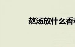 熬汤放什么香料最香（熬星）