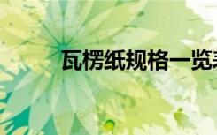 瓦楞纸规格一览表（瓦楞纸规格）