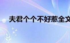 夫君个个不好惹全文（夫君个个不好惹）