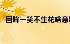 回眸一笑不生花啥意思（回眸一笑不生花）