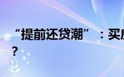 “提前还贷潮”：买房人抢着给，银行不想要？