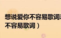 想说爱你不容易歌词表达什么意思（想说爱你不容易歌词）