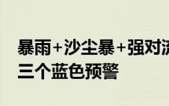 暴雨+沙尘暴+强对流天气！中央气象台连发三个蓝色预警
