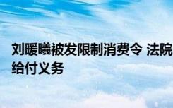 刘暖曦被发限制消费令 法院：刘暖曦未履行法律文书确定的给付义务