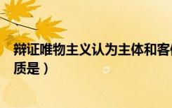 辩证唯物主义认为主体和客体的关系（辩证唯物主义认为物质是）