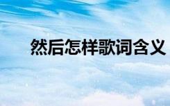 然后怎样歌词含义（然后怎样吉他谱）