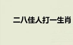 二八佳人打一生肖（二八佳人打一肖）