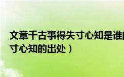 文章千古事得失寸心知是谁的名句的意思（文章千古事得失寸心知的出处）