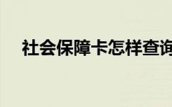 社会保障卡怎样查询（社保卡怎么查询）