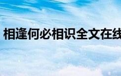 相逢何必相识全文在线阅读（相逢何必相识）