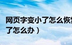 网页字变小了怎么恢复正常（网页上的字变小了怎么办）