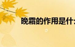 晚霜的作用是什么（晚霜的作用）