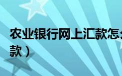 农业银行网上汇款怎么操作（农业银行网上汇款）