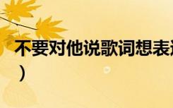 不要对他说歌词想表达什么（不要对他说歌词）