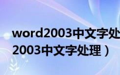 word2003中文字处理试题答题技巧（word2003中文字处理）