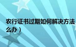 农行证书过期如何解决方法（农业银行网上银行证书过期怎么办）