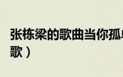 张栋梁的歌曲当你孤单你会想起谁（张栋梁的歌）