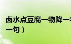卤水点豆腐一物降一物下一句（一物降一物下一句）