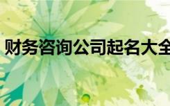 财务咨询公司起名大全（财务咨询公司起名）