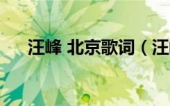 汪峰 北京歌词（汪峰的北京北京歌词）