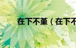 在下不堇（在下不才下一句是什么）