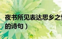夜书所见表达思乡之情的诗句（表现思乡之情的诗句）