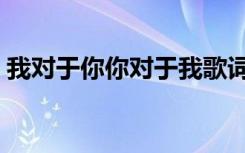 我对于你你对于我歌词（我对于你你对于我）