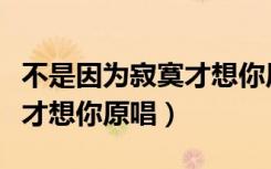 不是因为寂寞才想你原唱视频（不是因为寂寞才想你原唱）