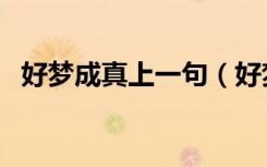 好梦成真上一句（好梦何必成真阅读答案）