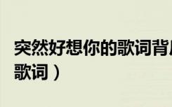 突然好想你的歌词背后的故事（突然好想你的歌词）