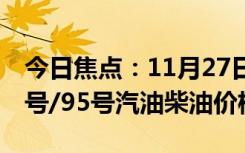 今日焦点：11月27日油价调整最新消息：92号/95号汽油柴油价格